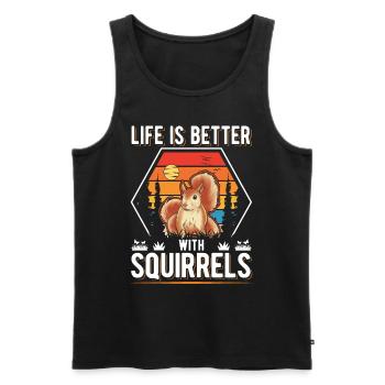 La vie est meilleure avec Squirrels Squirrel - Débardeur bio Premium Homme - noir - Devant - Michal (187cm)