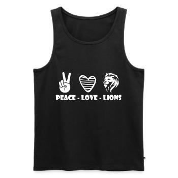 Lion Paix et Amour en Afrique Safari - Débardeur bio Premium Homme - noir - Devant - Michal (187cm)