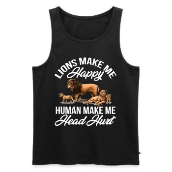 Les Lions font le bonheur de l’Afrique Safari - Débardeur bio Premium Homme - noir - Devant - Michal (187cm)