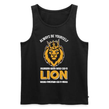 Lion Crown Lion's Mane Safari Lion Face - Men's Premium Organic Tank Top - black - Front - AI Model Male 178 light (178cm)