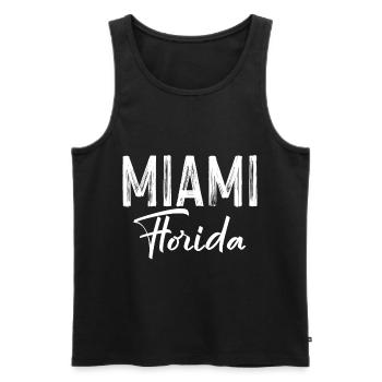 Miami Floride avec des palmiers soleil et mer - Débardeur bio Premium Homme - noir - Devant - Michal (187cm)