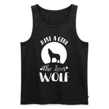 Mädchen liebt Wölfe Vollmond Wolf Rudel - Männer Premium Bio Tank Top - Schwarz - Vorne - AI Model Male 178 light (178cm)
