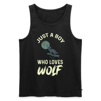 Junge liebt Wölfe Vollmond Wolf Rudel - Männer Premium Bio Tank Top - Schwarz - Vorne - AI Model Male 178 light (178cm)