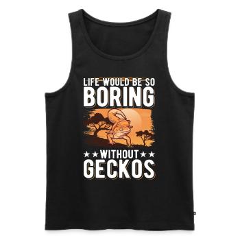 Gecko Geschenk Leopardengecko - Männer Premium Bio Tank Top - Schwarz - Vorne - AI Model Male 178 light (178cm)