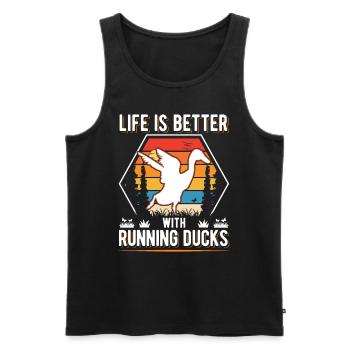 Life is better with Running Ducks Laufente - Men's Premium Organic Tank Top - black - Front - Michal (187cm)