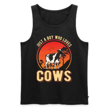 Vache Jeunes bovins Vaches Éleveur de bovins - Débardeur bio Premium Homme - noir - Devant - Michal (187cm)