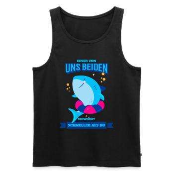 Schwimmen Lernen Einer Von Uns Beiden Schwimmt - Männer Premium Bio Tank Top - Schwarz - Vorne - Michal (187cm)