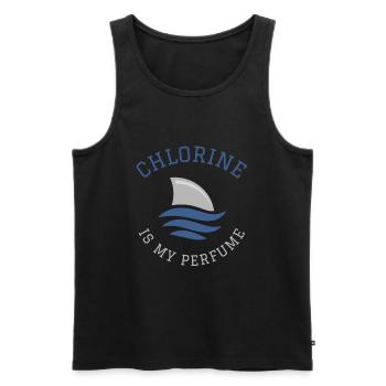 Swimming Saying Funny Chlorine Is My Perfume - Men's Premium Organic Tank Top - black - Front - AI Model Male 178 light (178cm)