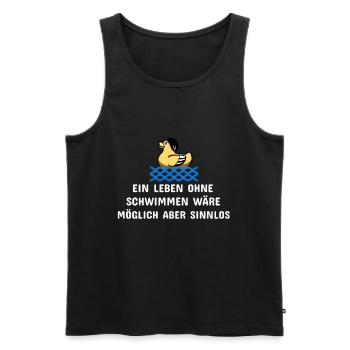 Schwimmen Spruch Lustig Ein Leben ohne Schwimmen - Männer Premium Bio Tank Top - Schwarz - Vorne - Michal (187cm)