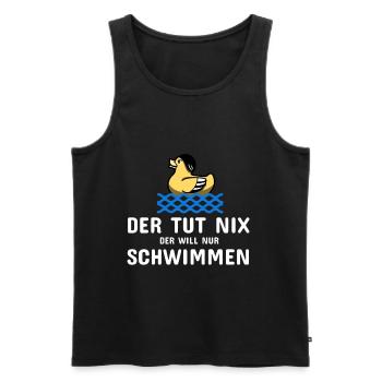 Schwimmen Spruch Lustig Der Tut Nix Der Will Nur - Männer Premium Bio Tank Top - Schwarz - Vorne - Michal (187cm)