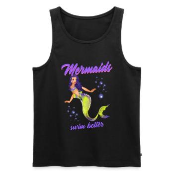 Schwimmen Spruch Lustig Mermaids Swim Better - Männer Premium Bio Tank Top - Schwarz - Vorne - Michal (187cm)