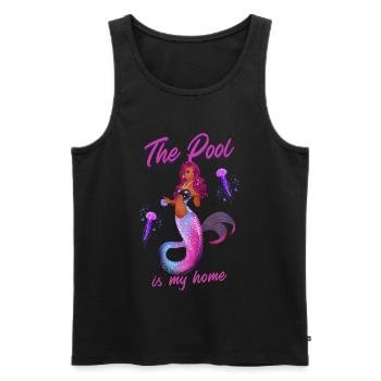 Schwimmen Spruch Lustig The Pool Is My Home - Männer Premium Bio Tank Top - Schwarz - Vorne - Michal (187cm)