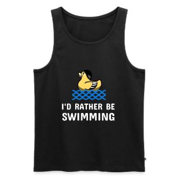 Swimming Saying Funny I'd Rather Be Swimming - Men's Premium Organic Tank Top - black - Front - AI Model Male 178 light (178cm)