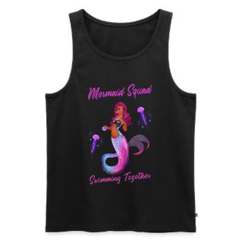 Schwimmen Spruch Lustig Mermaid Squad Swimming - Männer Premium Bio Tank Top - Schwarz - Vorne - Michal (187cm)