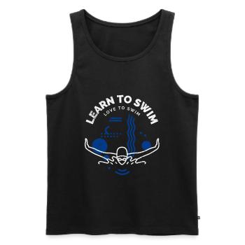 Schwimmlehrer Learn To Swim And Love To Swim - Männer Premium Bio Tank Top - Schwarz - Vorne - Michal (187cm)