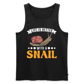 Life is better with a Snail Schnecke - Men's Premium Organic Tank Top - black - Front - Michal (187cm)