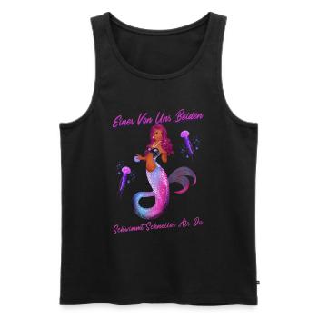 Meerjungfrauen Schwimmen Spruch Einer Von Uns - Männer Premium Bio Tank Top - Schwarz - Vorne - Michal (187cm)
