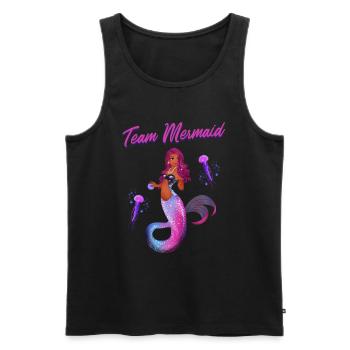 Meerjungfrauen Schwimmen Spruch Team Mermaid - Männer Premium Bio Tank Top - Schwarz - Vorne - Michal (187cm)
