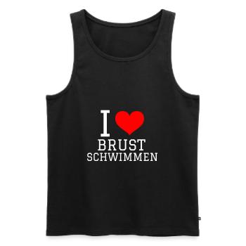 Schwimmen Spruch Lustig I Love Brustschwimmen - Männer Premium Bio Tank Top - Schwarz - Vorne - Michal (187cm)
