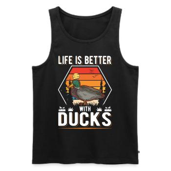 La vie est meilleure avec Ducks Duck Duck Breeder - Débardeur bio Premium Homme - noir - Devant - Michal (187cm)