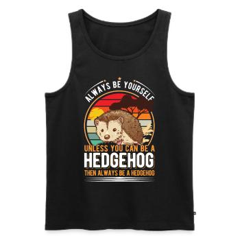 Hedgehog Gift Hedgehog - Men's Premium Organic Tank Top - black - Front - AI Model Male 178 light (178cm)