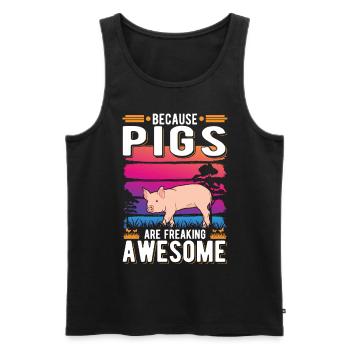 Because Pigs are freaking awesome Schweine - Männer Premium Bio Tank Top - Schwarz - Vorne - Michal (187cm)