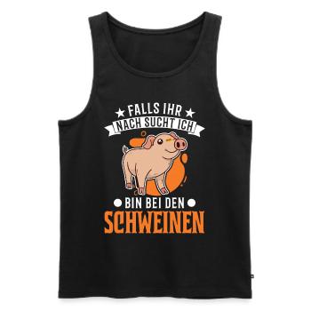 Falls ihr nach sucht ich Bin bei den Schweinen - Männer Premium Bio Tank Top - Schwarz - Vorne - Michal (187cm)