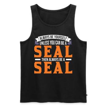 Robbe Geschenk Seal Seelöwe - Männer Premium Bio Tank Top - Schwarz - Vorne - AI Model Male 178 light (178cm)