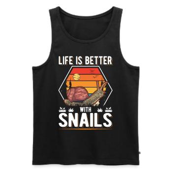 La vie est meilleure avec Snails Snail - Débardeur bio Premium Homme - noir - Devant - Michal (187cm)
