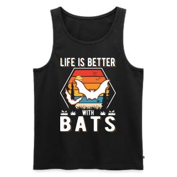 Life is better with Bats Bat - Men's Premium Organic Tank Top - black - Front - AI Model Male 178 light (178cm)