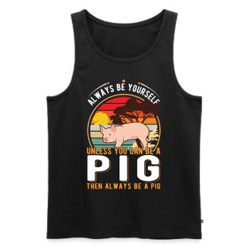 Schweine Geschenk Schweinebauer - Männer Premium Bio Tank Top - Schwarz - Vorne - AI Model Male 178 light (178cm)