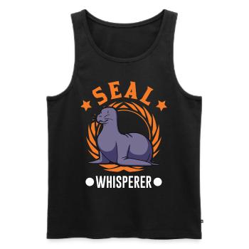 Seal Whisperer Seal Whisperer Lion de mer - Débardeur bio Premium Homme - noir - Devant - AI Model Male 178 light (178cm)