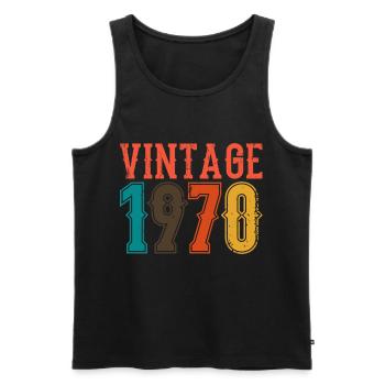Anniversaire Papa Vintage 1970 - Débardeur bio Premium Homme - noir - Devant - Michal (187cm)