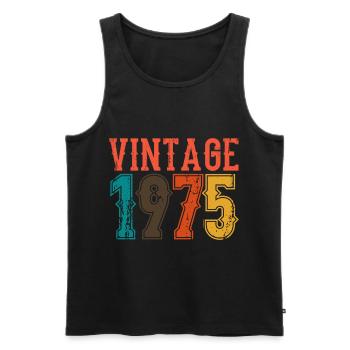 Anniversaire Papa Vintage 1975 - Débardeur bio Premium Homme - noir - Devant - AI Model Male 178 light (178cm)