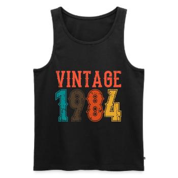Anniversaire Papa Vintage 1984 - Débardeur bio Premium Homme - noir - Devant - Michal (187cm)