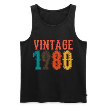 Geburtstag Papa Vintage 1980 - Männer Premium Bio Tank Top - Schwarz - Vorne - Michal (187cm)