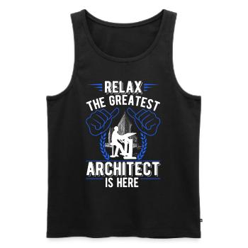Détendez-vous Le plus grand architecte est ici Architekt - Débardeur bio Premium Homme - noir - Devant - Michal (187cm)