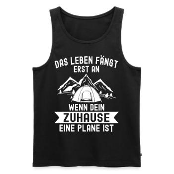Camping Geschenkidee Camper Zelten Outdoor Natur - Männer Premium Bio Tank Top - Schwarz - Vorne - AI Model Male 178 light (178cm)