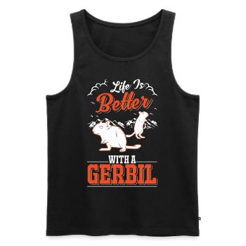 Life is better with a Gerbil racing rat gerbil - Men's Premium Organic Tank Top - black - Front - Michal (187cm)
