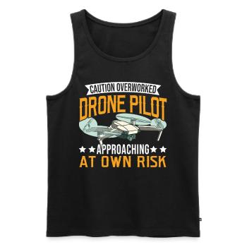 Attention Drone Pilote Drone Révisé - Débardeur bio Premium Homme - noir - Devant - Michal (187cm)