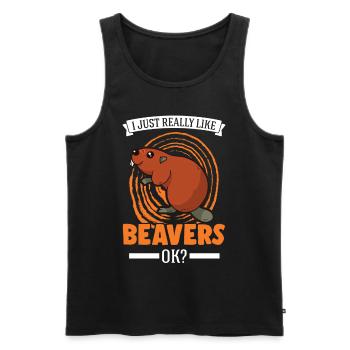 Cadeau Castor Beaver Dam Castor - Débardeur bio Premium Homme - noir - Devant - AI Model Male 178 light (178cm)