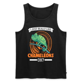 J’aime vraiment Chameleons, ok Chameleon - Débardeur bio Premium Homme - noir - Devant - Michal (187cm)