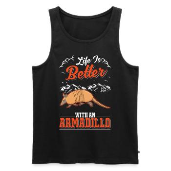 Life is better with an Armadillo Gürteltier - Men's Premium Organic Tank Top - black - Front - AI Model Male 178 light (178cm)