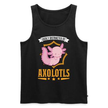 Easily distracted by Axolotls Tail Luch - Men's Premium Organic Tank Top - black - Front - Michal (187cm)