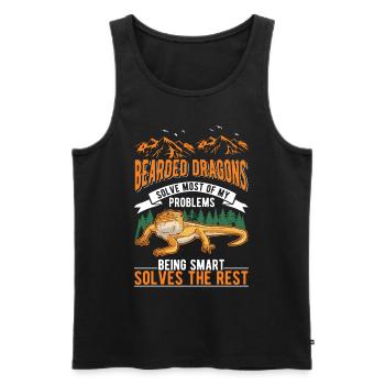 Bearded Dragon Pogona Gift - Men's Premium Organic Tank Top - black - Front - Michal (187cm)