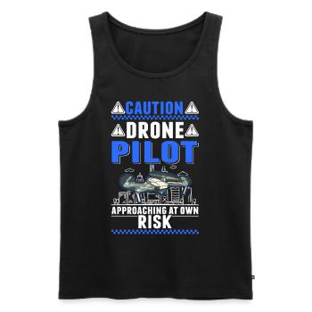 Attention Drones pilotes de drones révisés - Débardeur bio Premium Homme - noir - Devant - Michal (187cm)