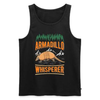 Armadillo Whisperer Gürteltier Flüsterer - Men's Premium Organic Tank Top - black - Front - AI Model Male 178 light (178cm)