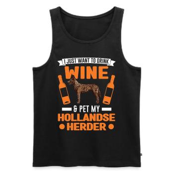 Hollandse Herder et le vin - Débardeur bio Premium Homme - noir - Devant - Michal (187cm)