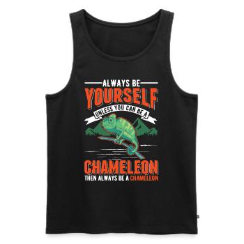 Chameleon Gift Chameleon - Men's Premium Organic Tank Top - black - Front - Michal (187cm)