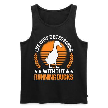 Indian Running Gift Running Duck - Men's Premium Organic Tank Top - black - Front - Michal (187cm)